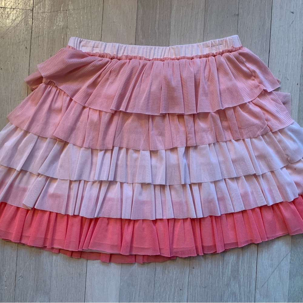 French Designer Pink Layered Ruffle Skirt